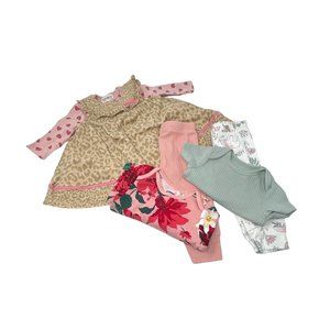 Baby Girl's Corduroy Jumper, 3 Body‎ Suits, and 2 Leggings - Sizes 3-6 M & 6 M
